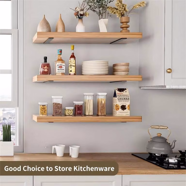 Nordara Heavy Duty L-Shaped Metal Wall Shelf Brackets, Black, 15.24 x 15.24 cm