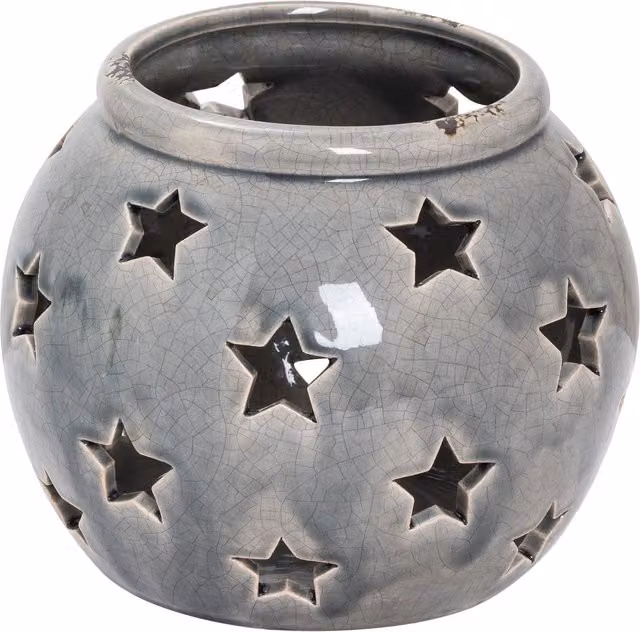 Love Lace Garda Large Star Candle Lantern in Grey Metal