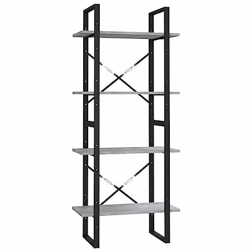 vidaXL 4-Tier Book Cabinet in Grey Sonoma, W/D/H: 60 x 30 x 140 cm – 1