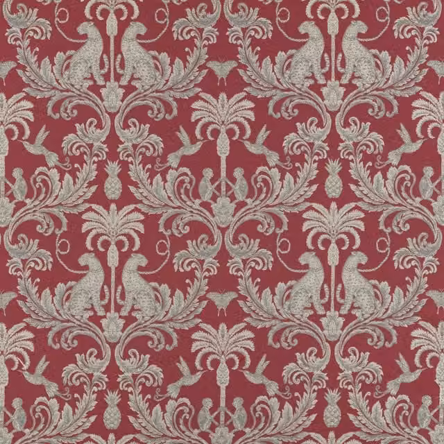Terrys Pantera Fabric Rosso Red Art Deco Polyester Fabric