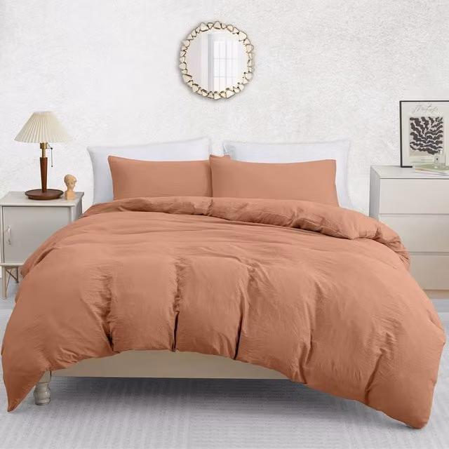 Pamposh Pre Washed Microfibre Duvet Cover and Pillowcase Set in Dusty Pink, Super King Size (200 x 200 cm)