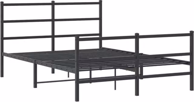 Berkfield Home Metal Bed Frame with Footboard, Black, W: 135 cm, D: 190 cm, H: 90 cm – 1