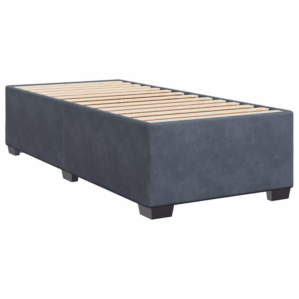 Berkfield Home Upholstered Velvet Bed Frame in Dark Grey, Single, W: 90 cm, D: 200 cm – 3