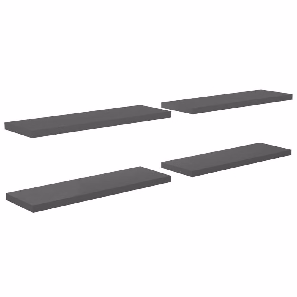 Berkfield Home Set of 4 Durable Floating Wall Shelves in High Gloss Grey, W/D/H: 120 x 23.5 x 3.8 cm – 3