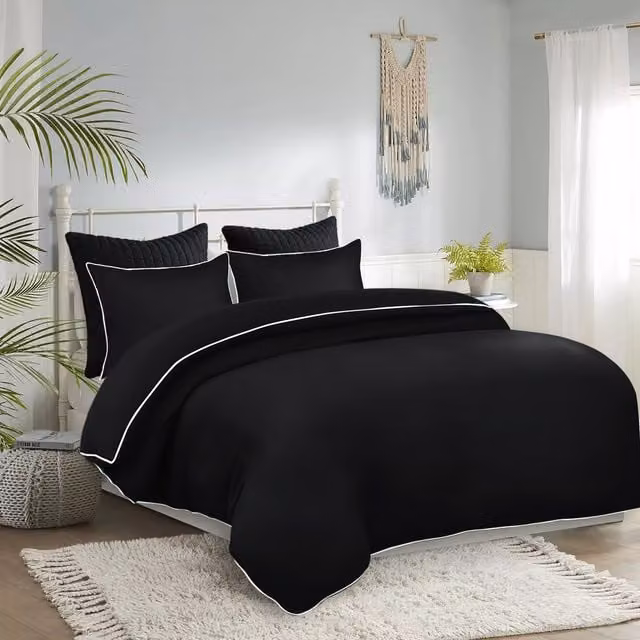 Cotton Passion Black Microfibre Duvet Cover, 200 x 200 cm