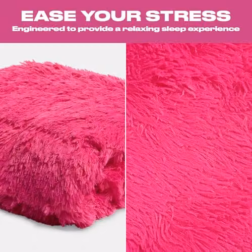 OHS Pink Fluffy Fleece Sensory Weighted Blanket for Adults, 6kg, W/D: 125 x 180 cm – 2
