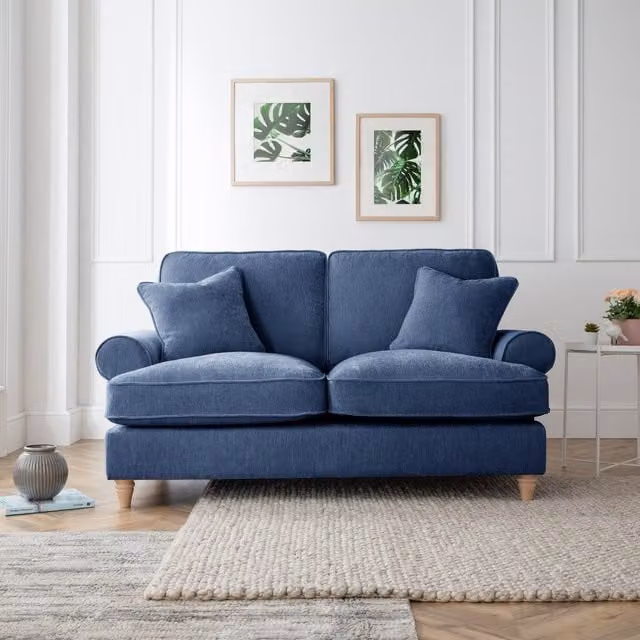 The Great Sofa Company Ezra 2 Seater Textured Velvet Sofa in Navy Blue