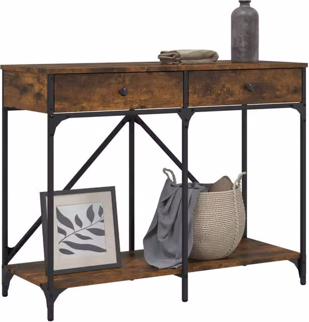 Berkfield Home Decorative Console Table in Smoked Oak Brown, W/D/H: 100 x 39 x 78.5 cm
