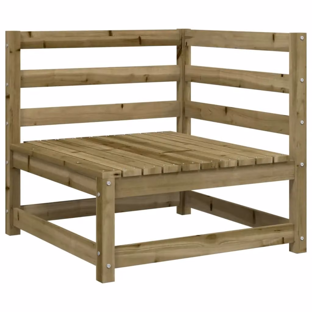 Berkfield Home L-Shape Garden Corner Sofa in Brown Impregnated Pine Wood W/D/H: 70 x 70 x 67 cm – 2