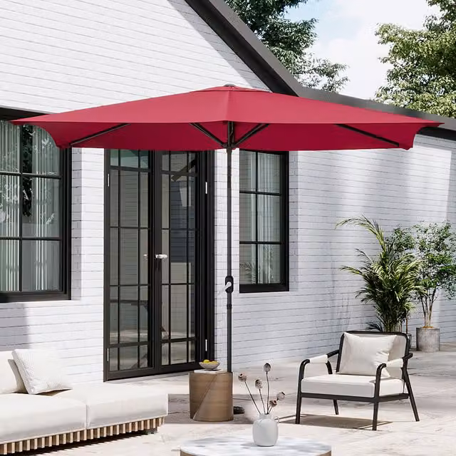 Breeins 3m Large Rotating Rectangular Outdoor Parasol in Red and Black