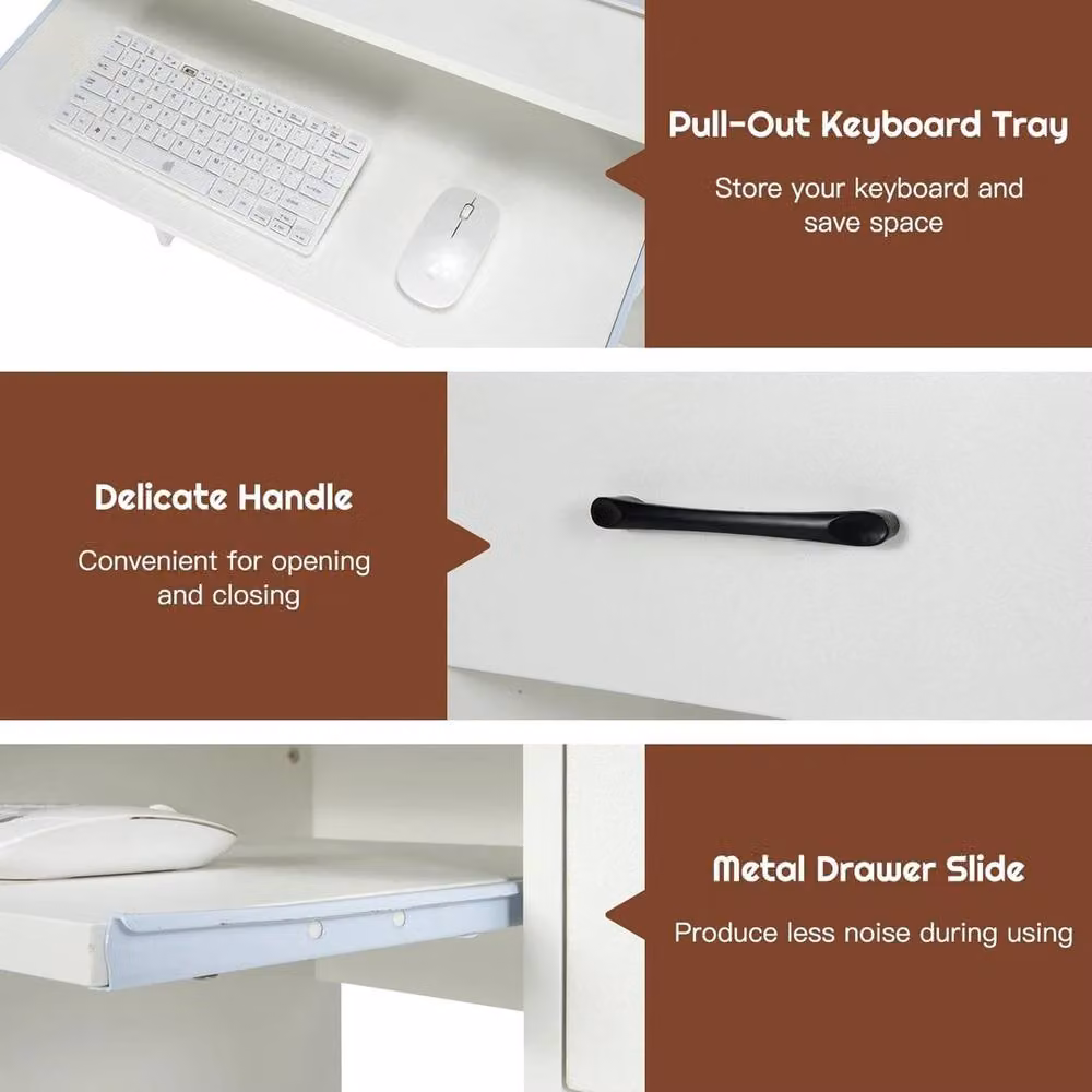NESTLUNE White Modern Writing Desk for Home Office, W/D/H: 100 x 100 x 100 cm – 2