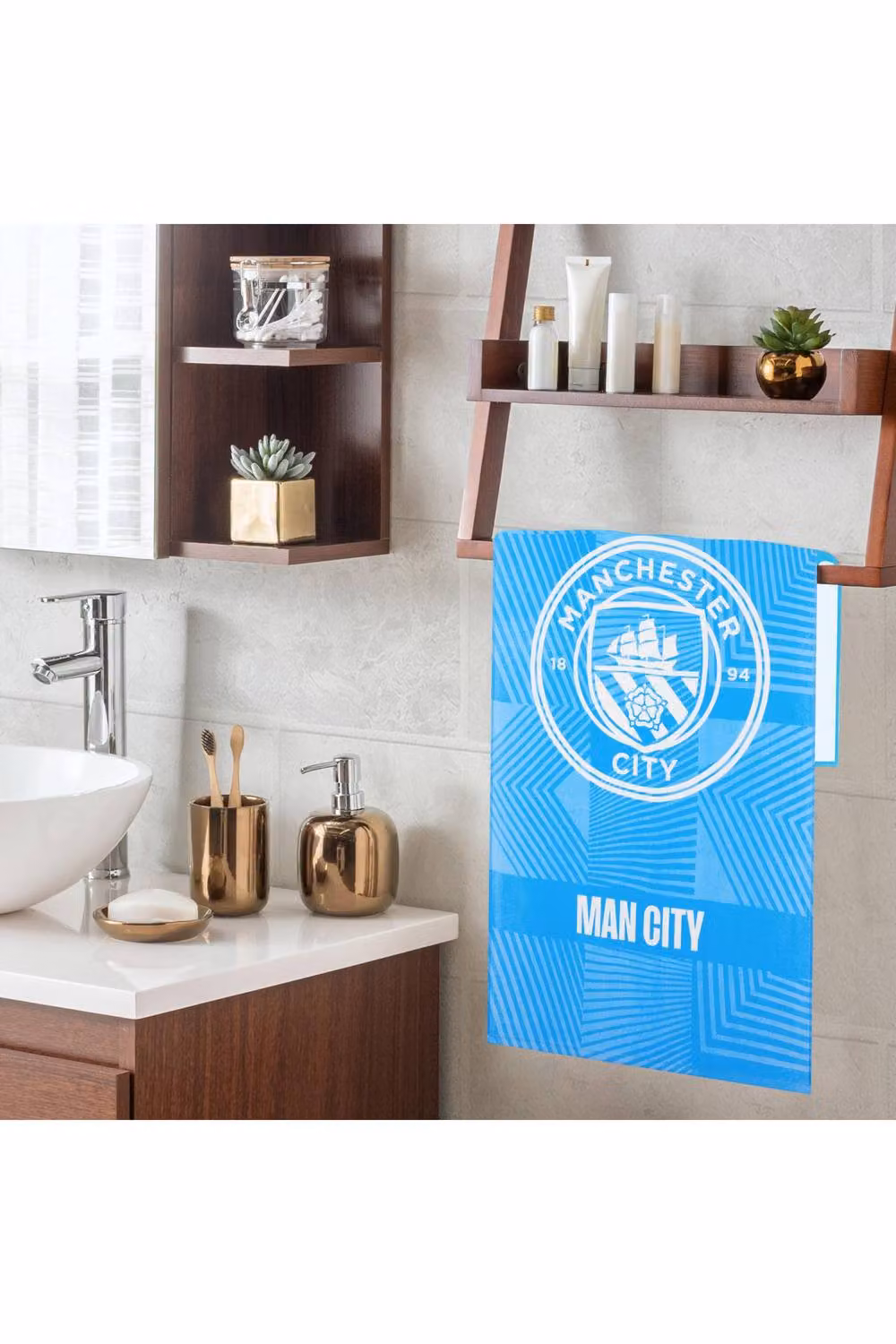 Manchester City F.C. Blue Cotton Quick Drying Bath Towel, W: 137 cm, H: 69 cm – 2