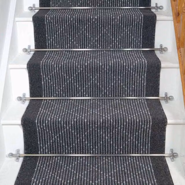 runrug Boulevard Non-Slip Stair Runner Carpet, Black, W: 80 cm, L: 660 cm – 1