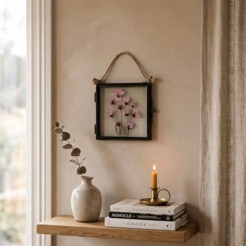 Nicola Spring Set of 2 Black Metal and Glass Hanging Square Photo Frames, 4 x 4 Inch – 6