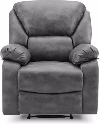 TGC George Grey Faux Leather Manual Recliner Chair with Armrests