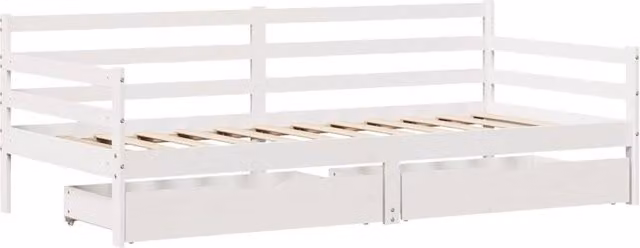 Berkfield Home Practical Daybed with Drawers in White Solid Pine, W/D/H: 90 x 200 x 69.5 cm