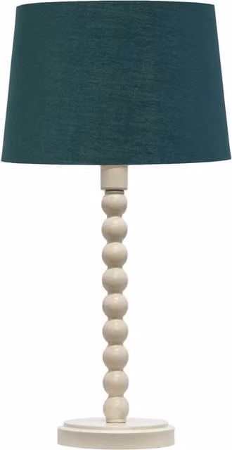 First Choice Lighting Bobbin Ivory Table Lamp with Green and Gold Fabric Shade – 1