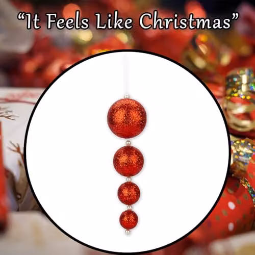 VFM e-Store Red Round Christmas Bauble Hanging Tree Ornaments, Pack of 4, 31 cm – 8