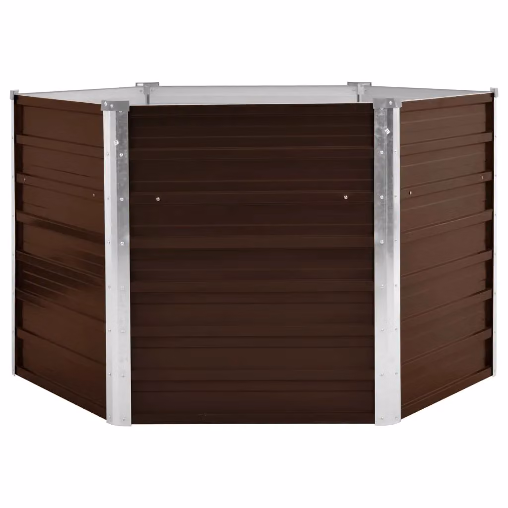 Berkfield Home Garden Brown Galvanised Steel Raised Bed W/D/H: 129 x 129 x 77 cm – 2