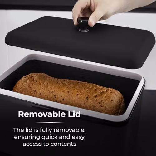 Tower Sera Airtight Bread Bin in Black and Stainless Steel – 5