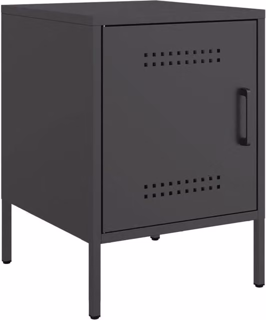 Berkfield Home Black Metal Bedside Cabinet W/D/H: 36 x 39 x 50.5 cm – 1