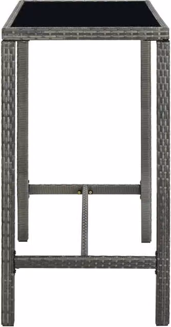 Berkfield Home Grey Poly Rattan and Glass Garden Bar Table, W/D/H: 130 x 60 x 110 cm – 1