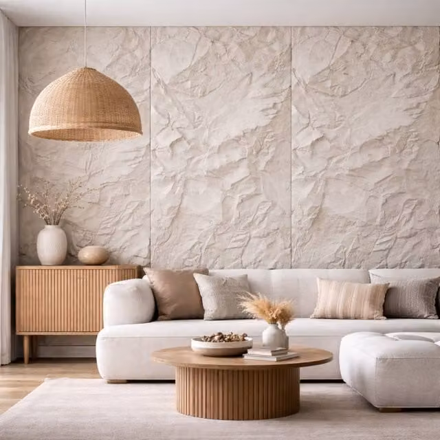 ENER-J 3D PU Faux Stone Wall Panels in Off-White, Crushed Light Stone Finish, 3-Pack, W: 120 cm, H: 60 cm – 1
