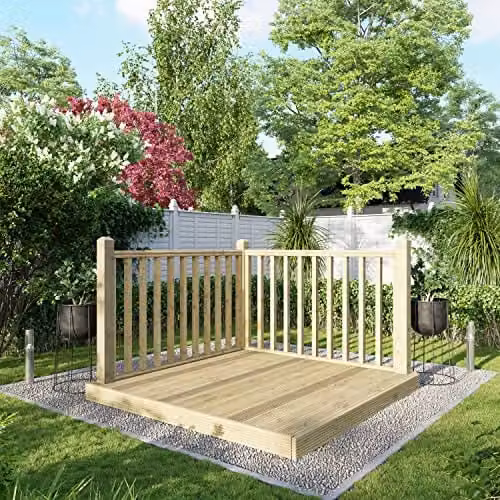 Powersheds Premium Wooden Decking Kit with Hand Rails in Brown