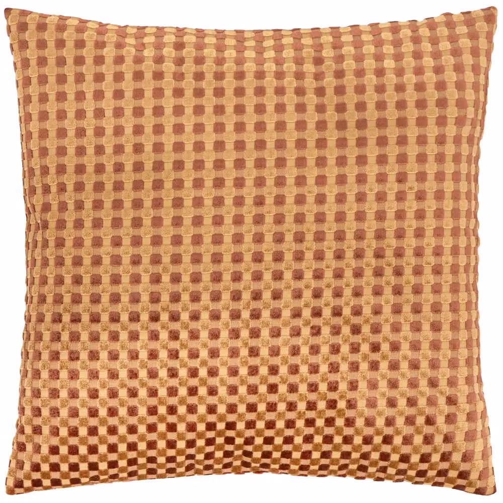 Furn Checkered Velvet Jacquard Cushion in Orange and Bronze, W/D/H: 45 x 45 x 45 cm – 2