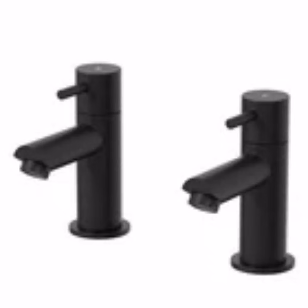 Kelvenix Matt Black Round Single Pillar Bath Tap with Two Handles and Water Saving Feature – 2