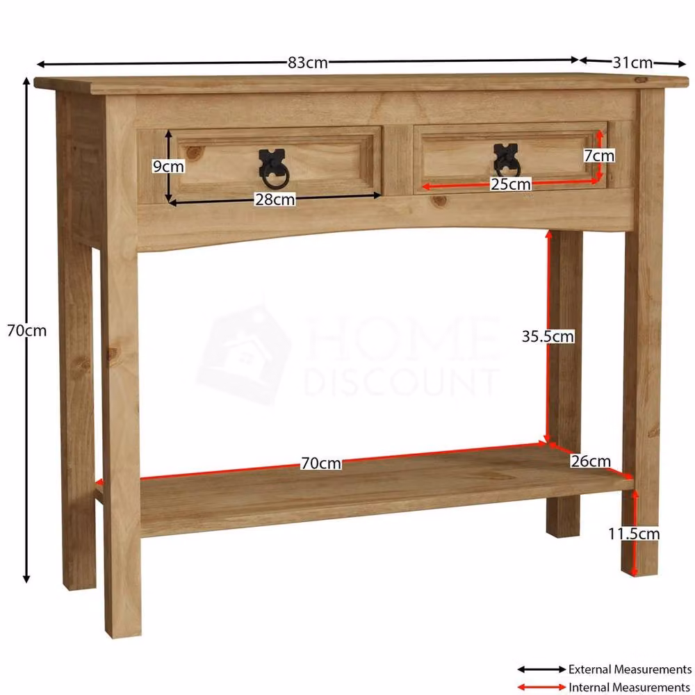 PAWNORA Corona 2 Drawer Console Table in Natural Oak Brown – 2