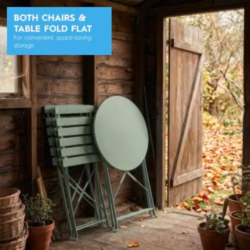 Harbour Housewares 2 Seater Round Bistro Garden Furniture Set in Matt Green – 5