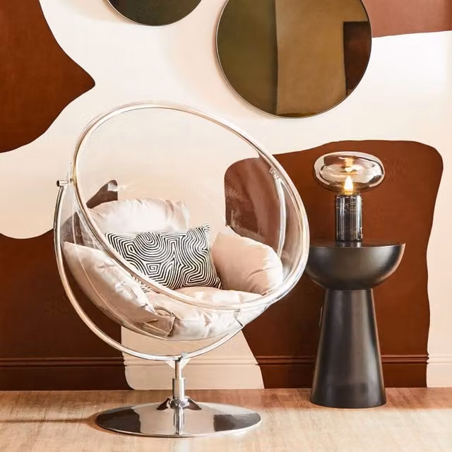 Orsina Silver Hanging Egg Chair with Grey Cushions and Stand – 2