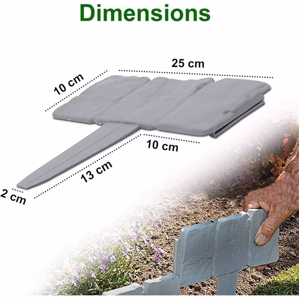 Nordara 20-Piece Grey Stone Effect Plastic Garden Lawn Border Edging – 2