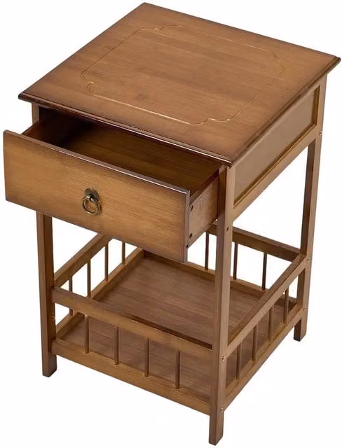 SPETLEK 2-Tier Bamboo Bedside Table in Brown – 1
