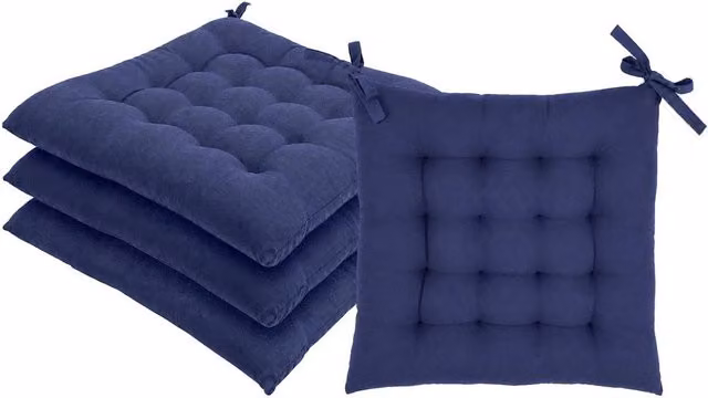 Harbour Housewares Square Seat Pads in Blue, Pack of 4, W/D/H: 40 x 40 x 40 cm – 2