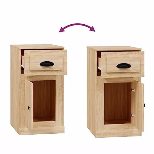 vidaXL Modern Side Cabinet in Oak with Drawer, W/D/H: 40 x 50 x 75 cm – 3