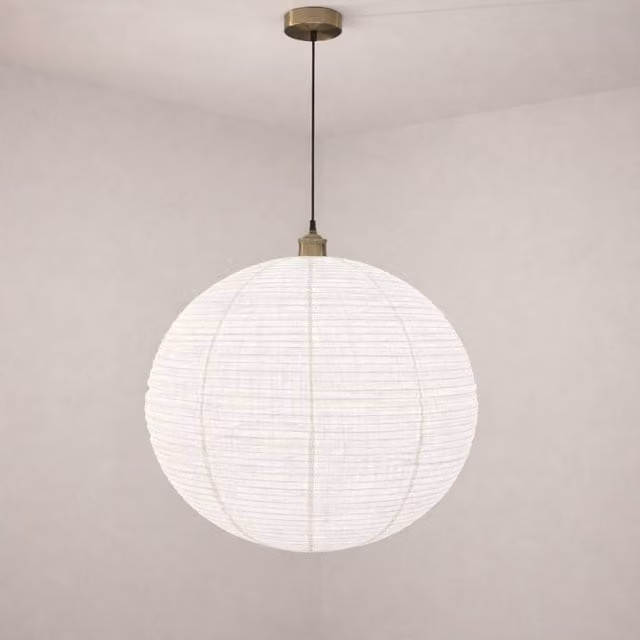 CGC Lighting Sybil Handmade White Linen Large Round Globe Easy Fit Lampshade