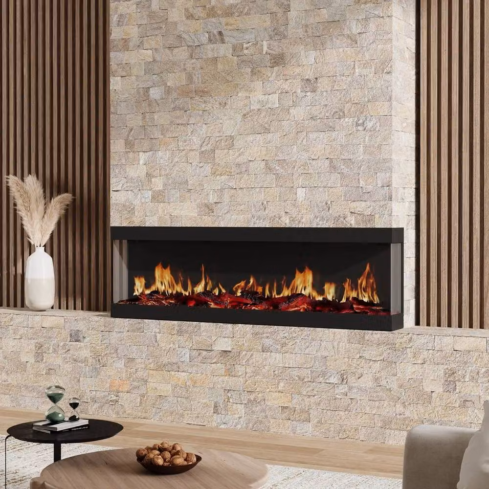 FORGEVIO 60 inch LED Wall Mounted Fireplace Media Wall in Black – 4