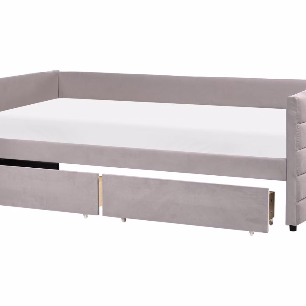 Wyld and Coco Velvet Daybed in Grey with Drawers, W/D/H: 200 x 90 x 90 cm – 2