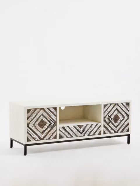 Orsina Lombok Rustic Chevron Media Unit in Black and White