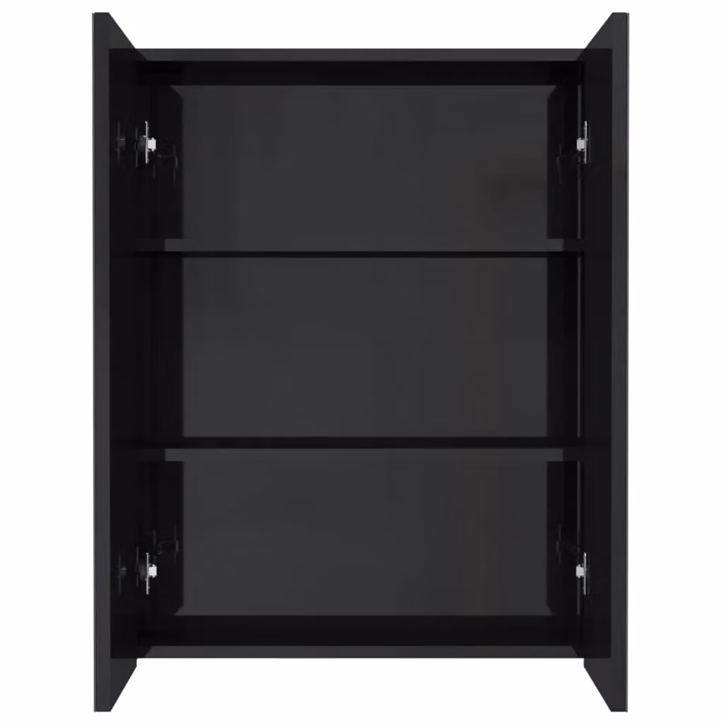 Berkfield Home Modern Glossy Black Bathroom Mirror Cabinet with Hinged Doors, W/D/H: 60 x 15 x 75 cm – 3
