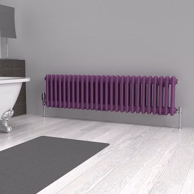 Lux Heat Horizontal Column Radiator in Pretty Plum Purple, W/H: 30 x 119 cm