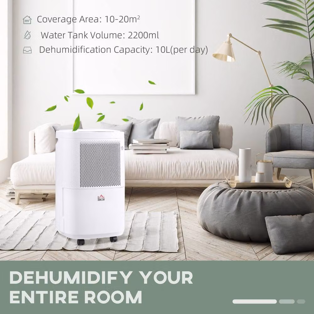 Rolipo Smart WiFi Dehumidifier with 2200mL Tank, 10L/Day Capacity, White – 3