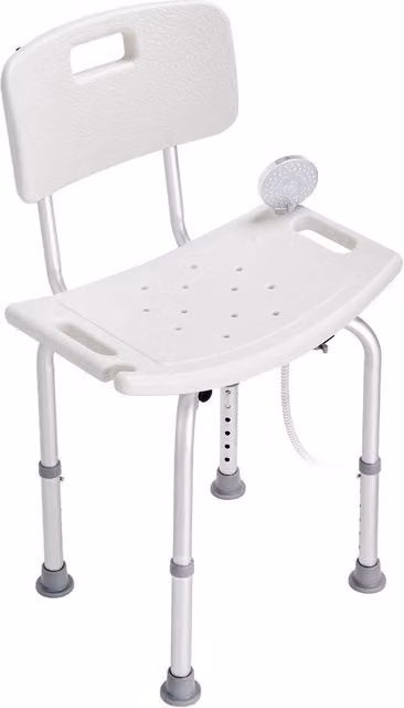 VEVOR Adjustable Shower Chair with Backrest and Non-slip Bathroom Bench in White