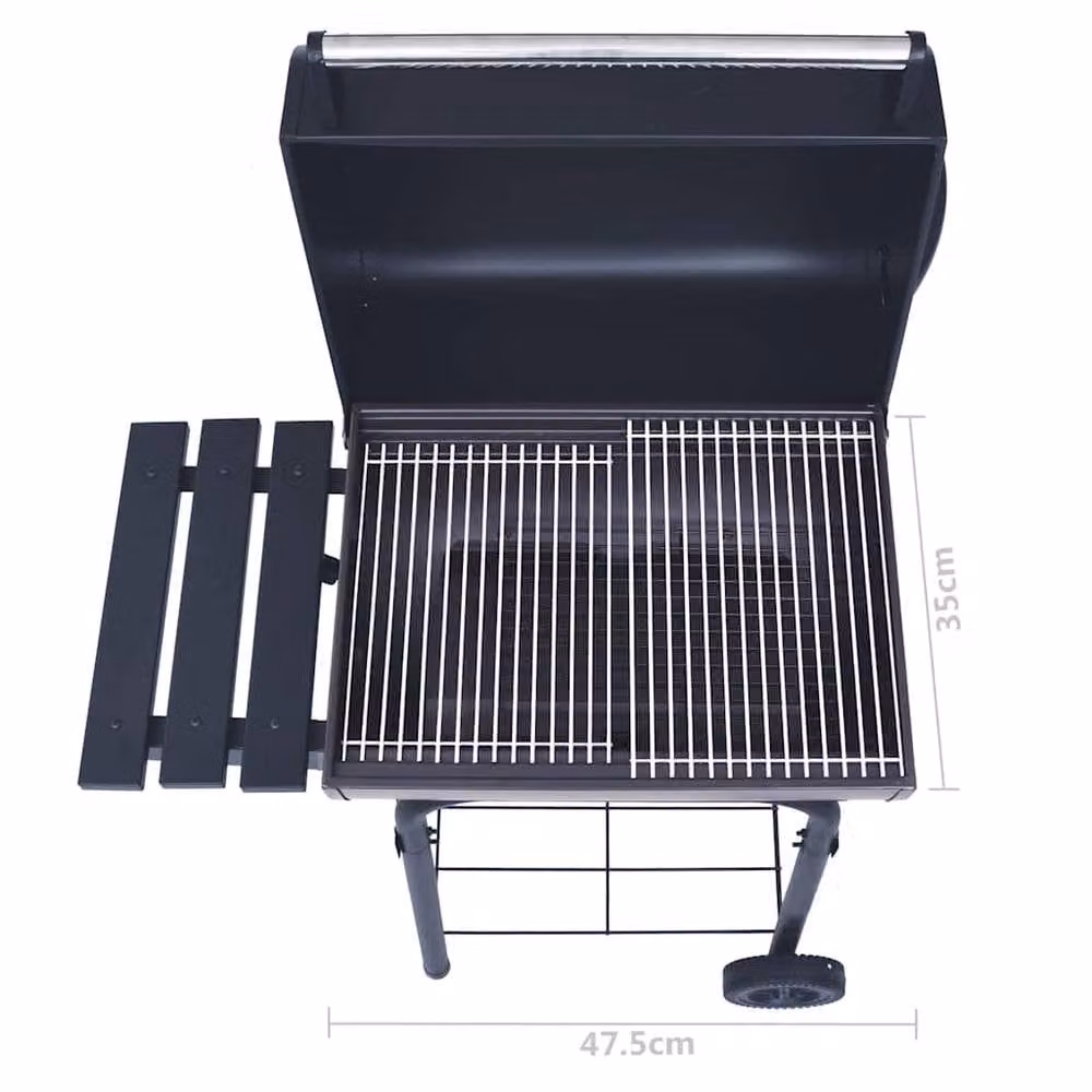 Berkfield Home Charcoal BBQ Grill Smoker with Offset Cart and Bottom Shelf, Black – 3