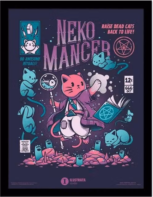 Ilustrata Nekomancer Framed Paper Poster in Purple – 1