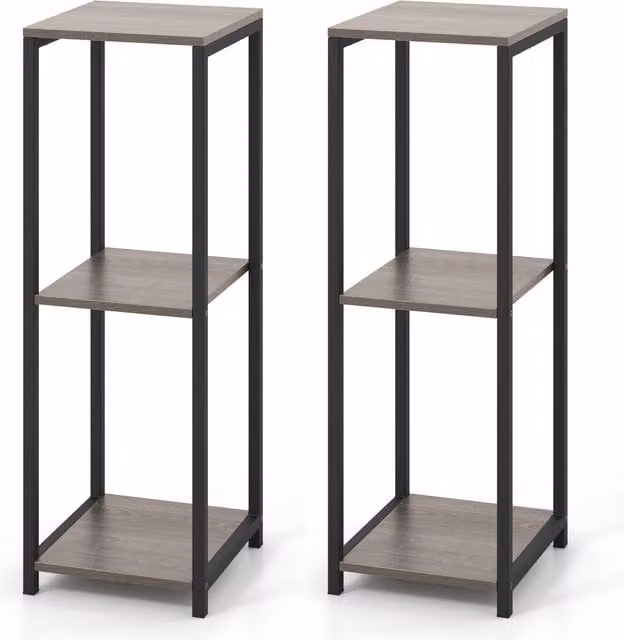 COSTWAY 3-Tier Tall Metal Plant Stand in Grey