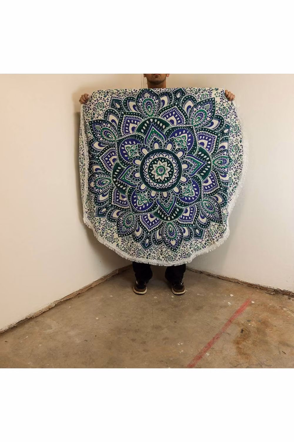 KDMD Round Mandala Boho Cotton Wall Hanging, Blue and Teal, Diameter: 130 cm – 2