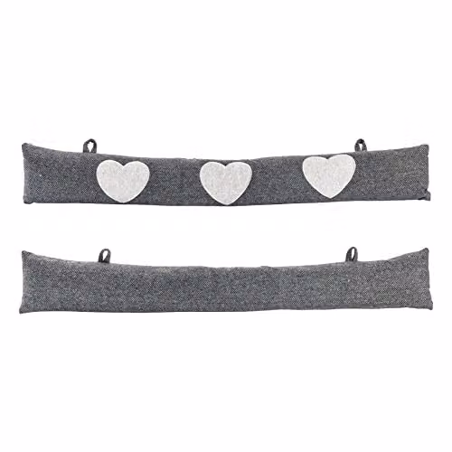 Nicola Spring Mismatched Herringbone Draught Excluder Set in Grey, Length: 78.5 cm – 1